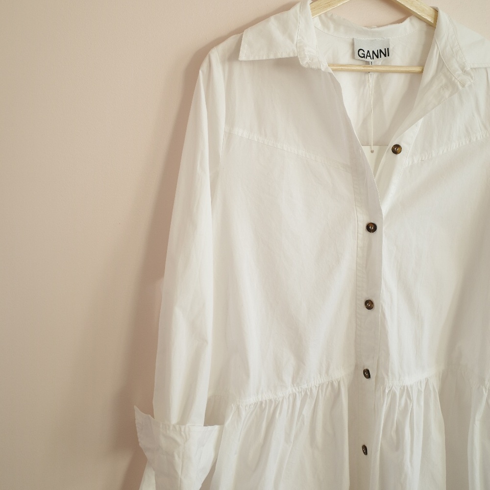 Ganni Cotton Poplin Mini Dress NWT